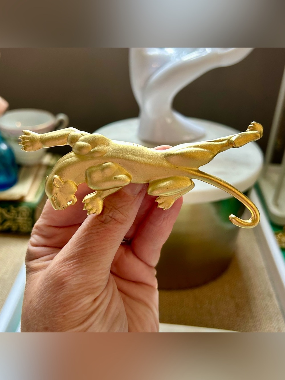 Panther Statement Brooch 1980s Gold-tone Vintage Retro - Picture 12 of 13